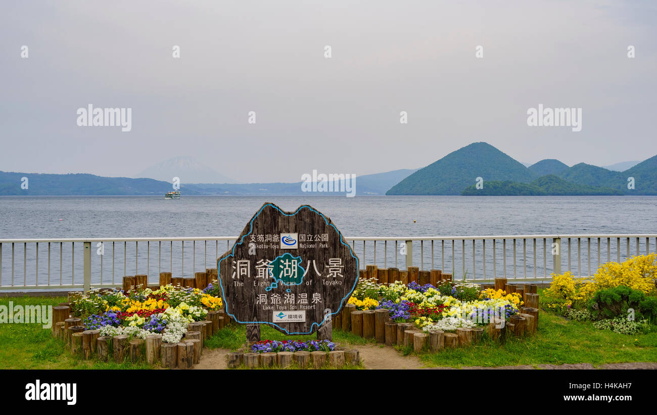 Schöne Berg Yotei rund um Lake Toya, Hokkaido, Japan Stockfoto