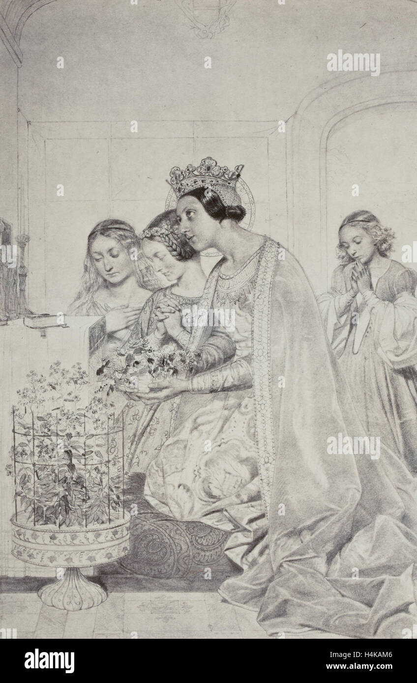 Gemälde von Paul Delaroche: Sainte Amelie, Reine de Hongrie, Robert Jefferson Bingham, Goupil & Cie, 1858 Stockfoto