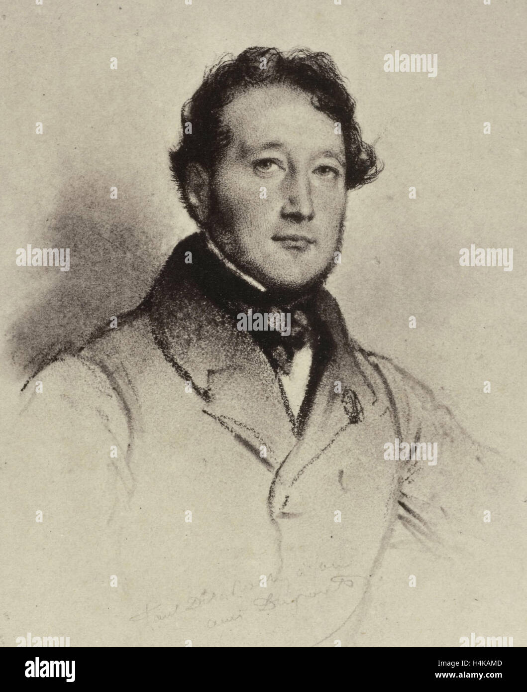 Zeichnung von Paul Delaroche: Porträt M. Henriquel-Dupont, Robert Jefferson Bingham, Goupil & Cie, 1858 Stockfoto