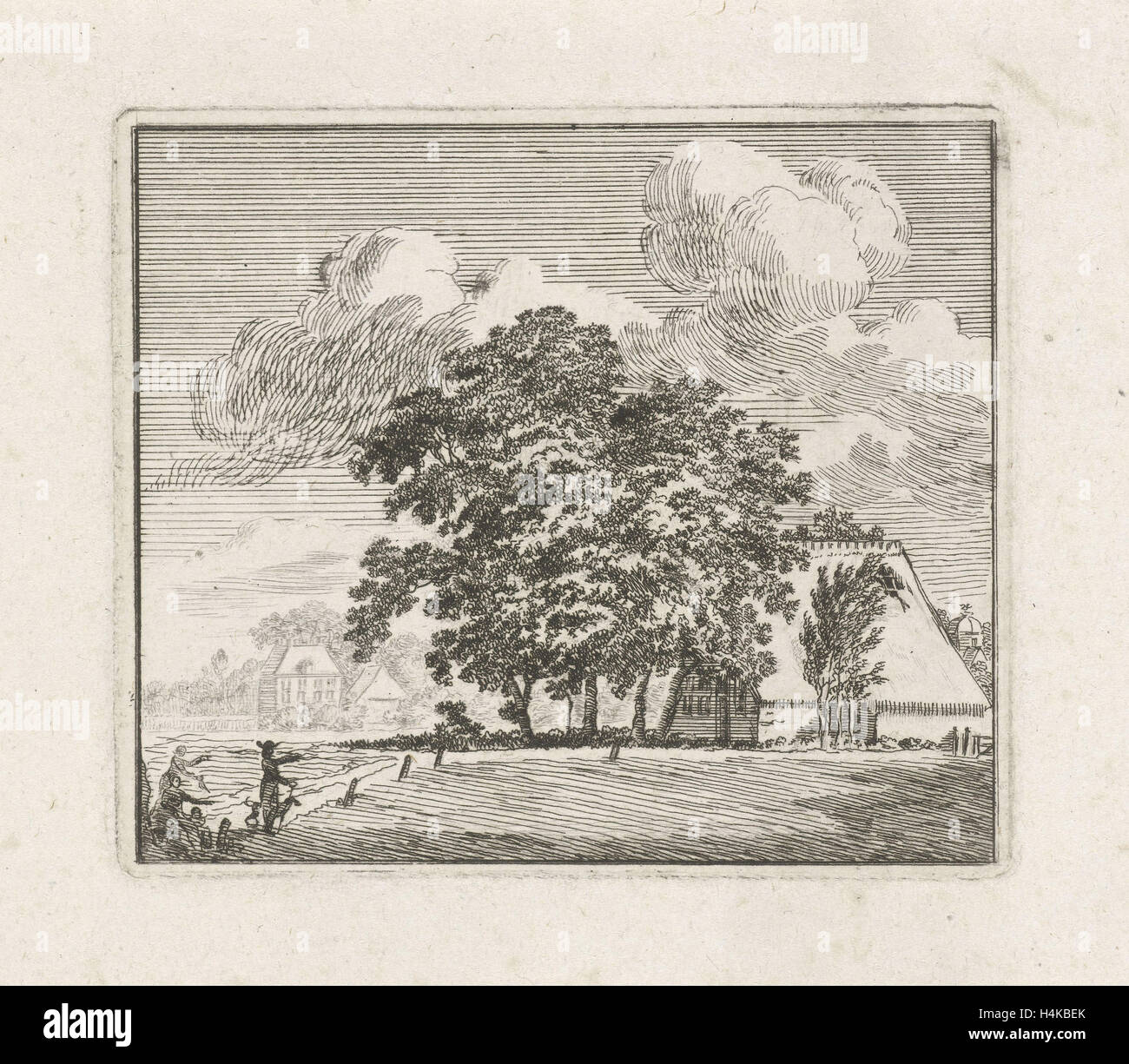 Bauernhof in einer Landschaft, Hendrik Hoogers, 1757-1814 Stockfoto