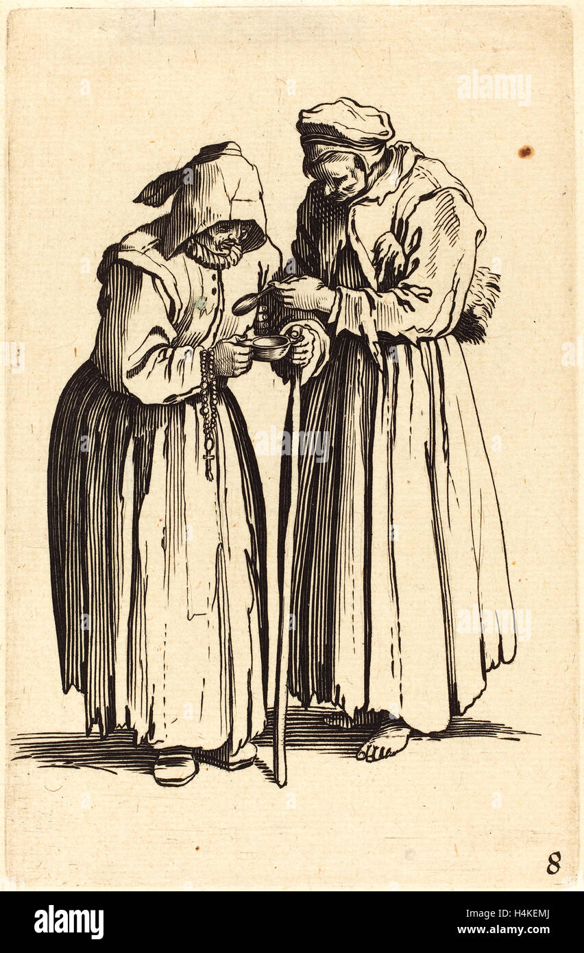 nach Jacques Callot, zwei Bettler Frauen, Radierung Stockfoto