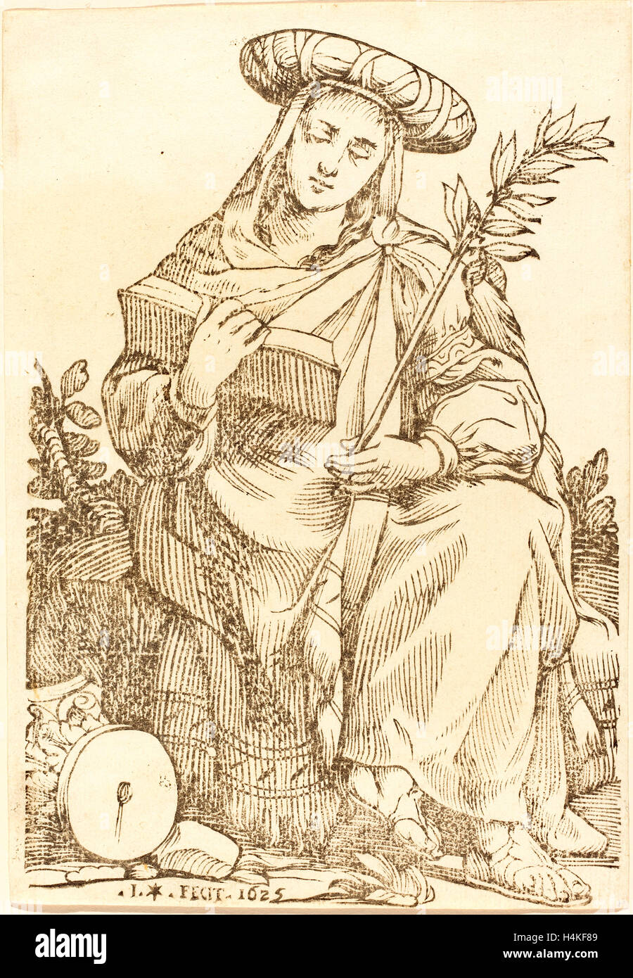 Jacques Stella, Französisch (1596-1657), Sibylla Libyca, 1625, Holzschnitt Stockfoto