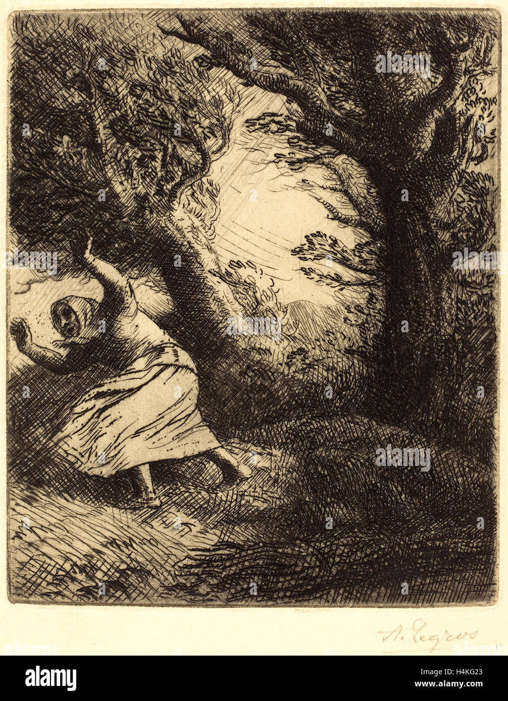 Alphonse Legros, Thunder (Un Coup de Fass), Französisch, 1837-1911, Radierung Stockfoto