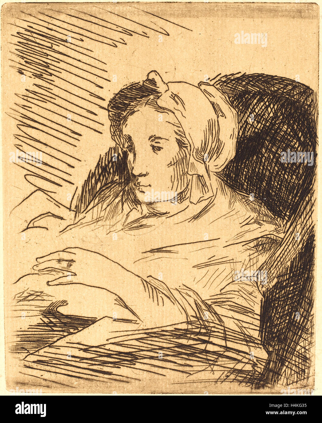 Edouard Manet, Französisch (1832-1883), der Genesende (La Convalescente), 1876-1878, Radierung in dunkelbraun auf Bütten Stockfoto