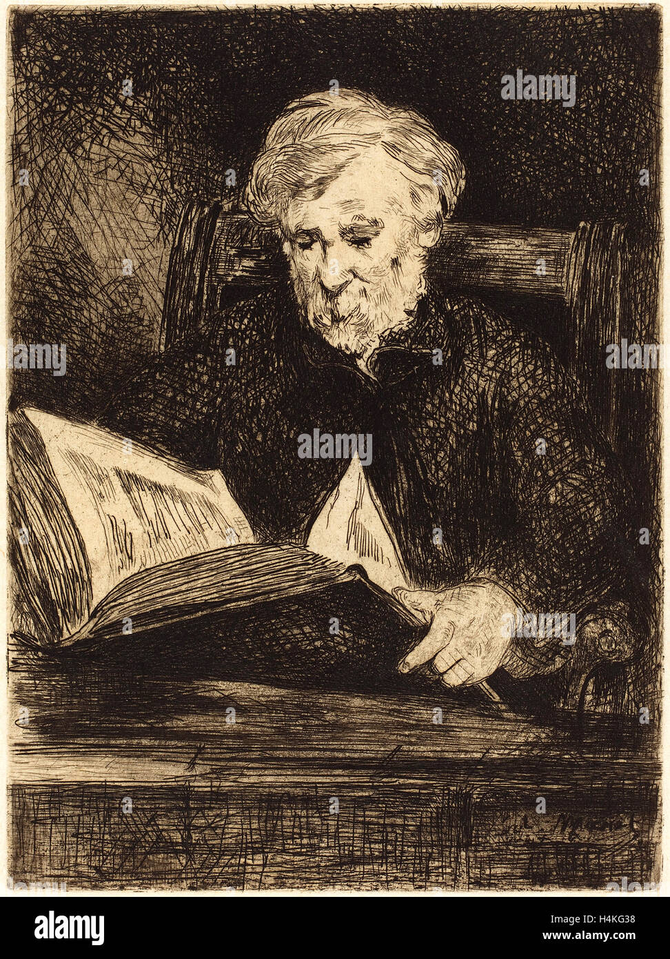 Edouard Manet, Französisch (1832-1883), der Vorleser (Le Liseur), 1861, Radierung Stockfoto
