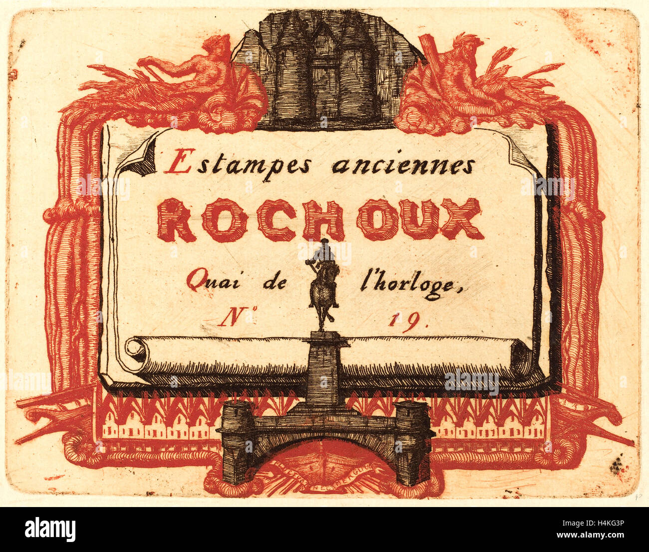 Adresse de Rochoux, Marchand d'estampes (The Adresskarte der Rochoux, ein Printseller), Charles Meryon, Französisch (1821-1868) Stockfoto