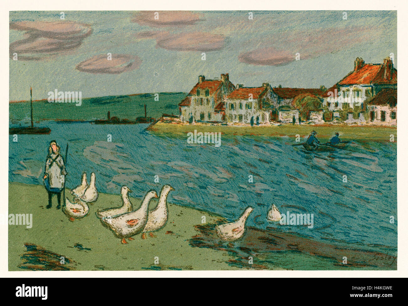 Alfred Sisley (Französisch, 1839 1899), Ufer des Flusses (Les Bords de Riviere), Farbe 1897, Lithographie Stockfoto