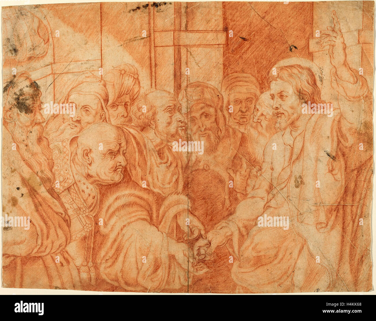 nach Sir Peter Paul Rubens, Tribut Geld, Rötel auf Bütten Stockfoto