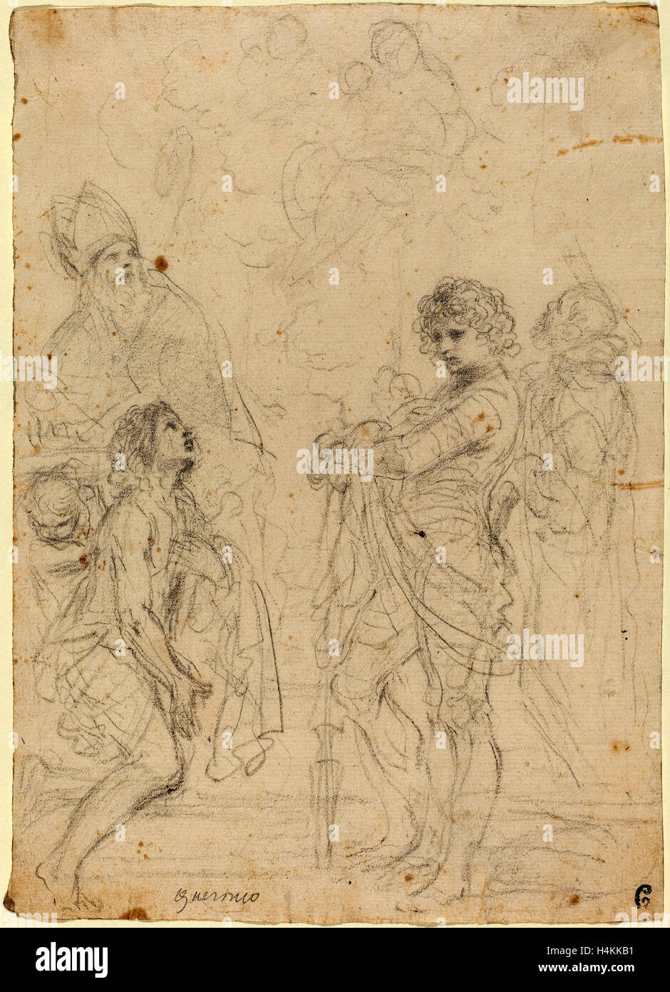 Giovanni Francesco Barbieri, genannt Guercino (Italienisch, 1591-1666), Madonna mit Kind und Heiligen Gimignano, John the Baptist Stockfoto