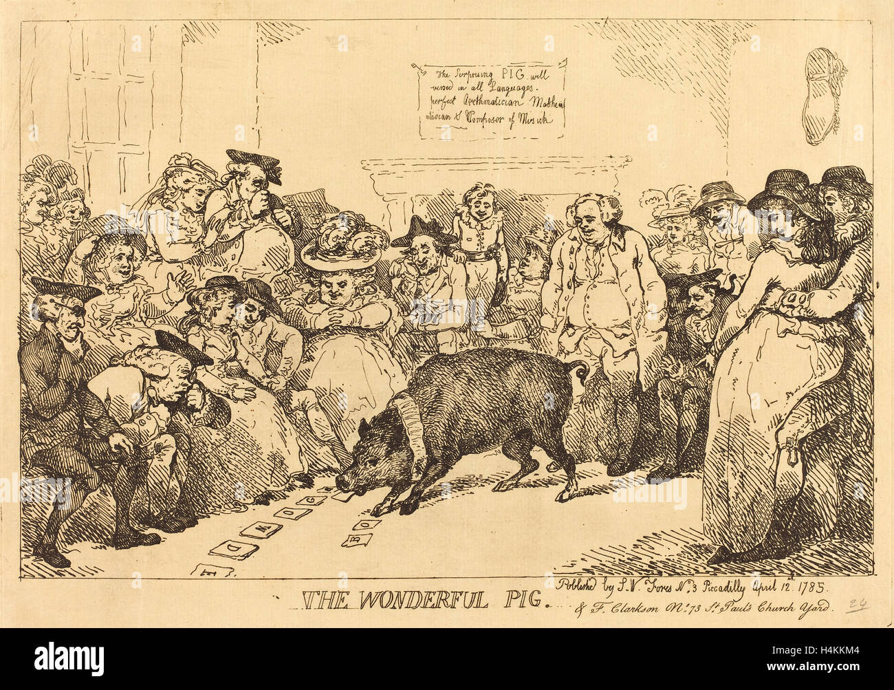 Thomas Rowlandson (Britisch, 1756-1827), das wunderbare Schwein, 1785, Radierung Stockfoto