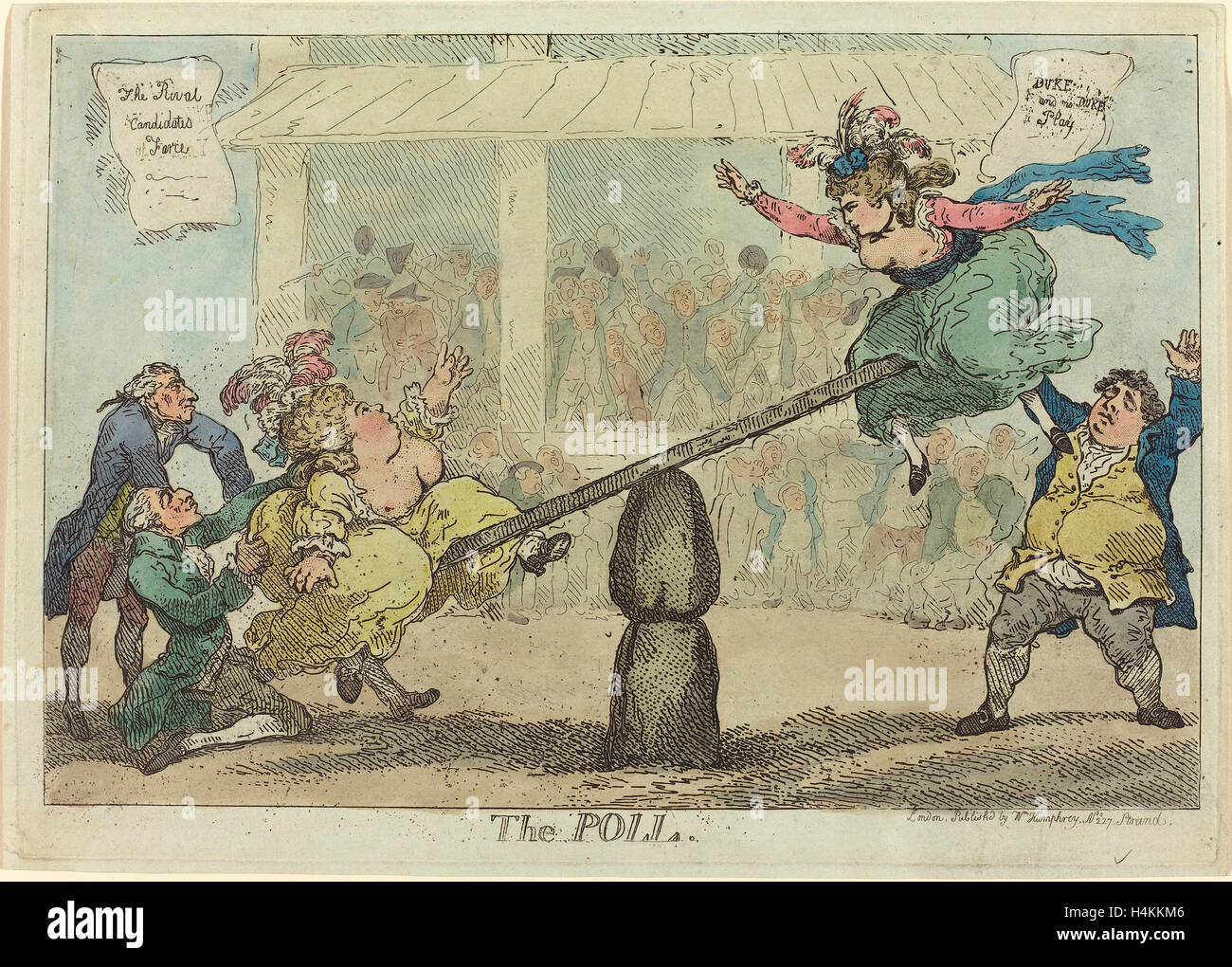 Thomas Rowlandson (British, 1756-1827), The Poll, 1784, handkolorierten Radierung Stockfoto