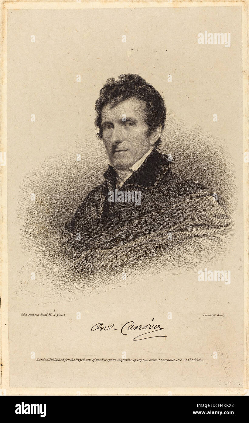 Stupfen Sie James Thomson eventuell nach John Jackson (British, 1789-1850), Antonio Canova, veröffentlicht 1822, Gravur Stockfoto
