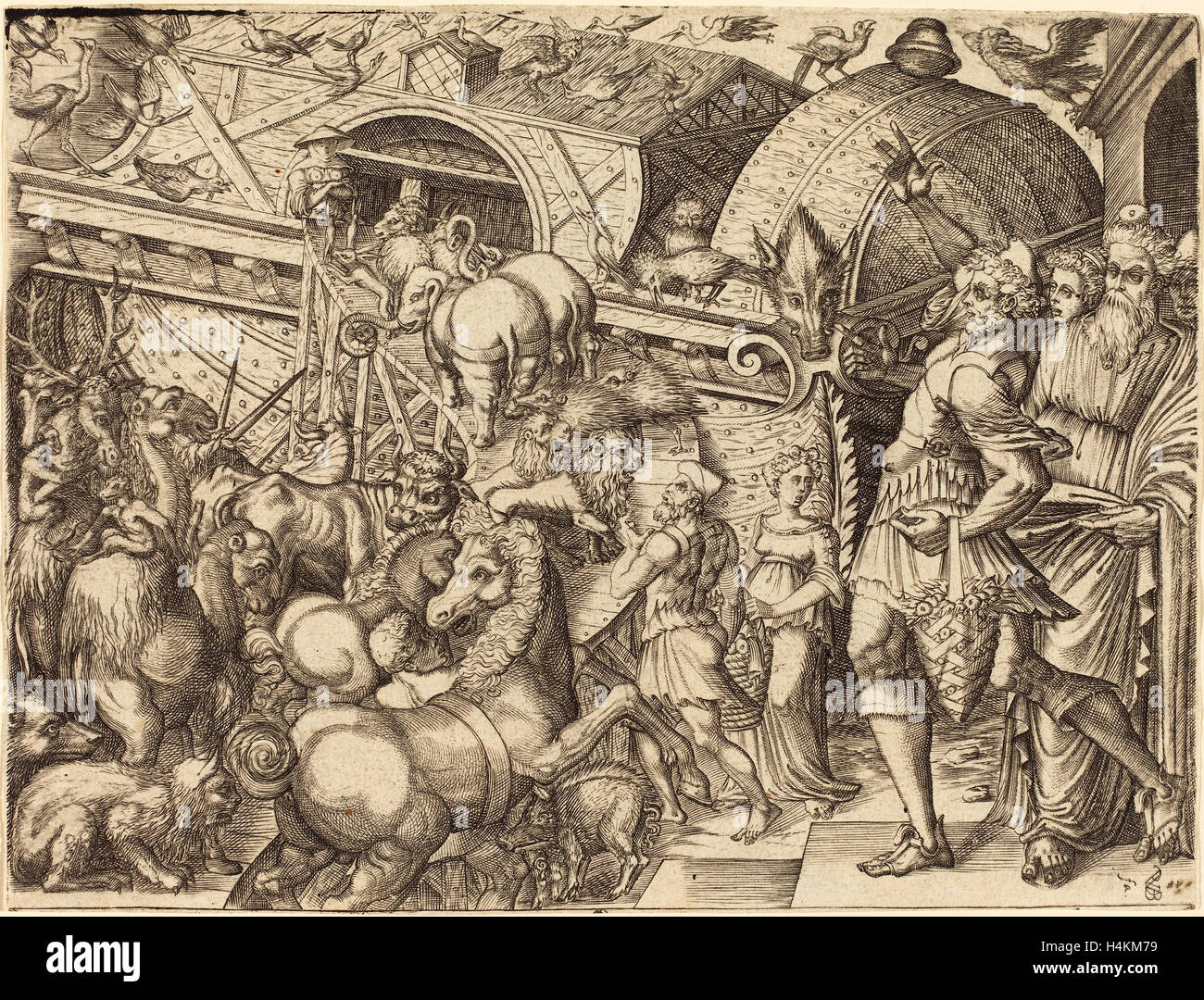 Pierre Woeiriot (Französisch, 1532-1599), Arche Noah, Gravur Stockfoto