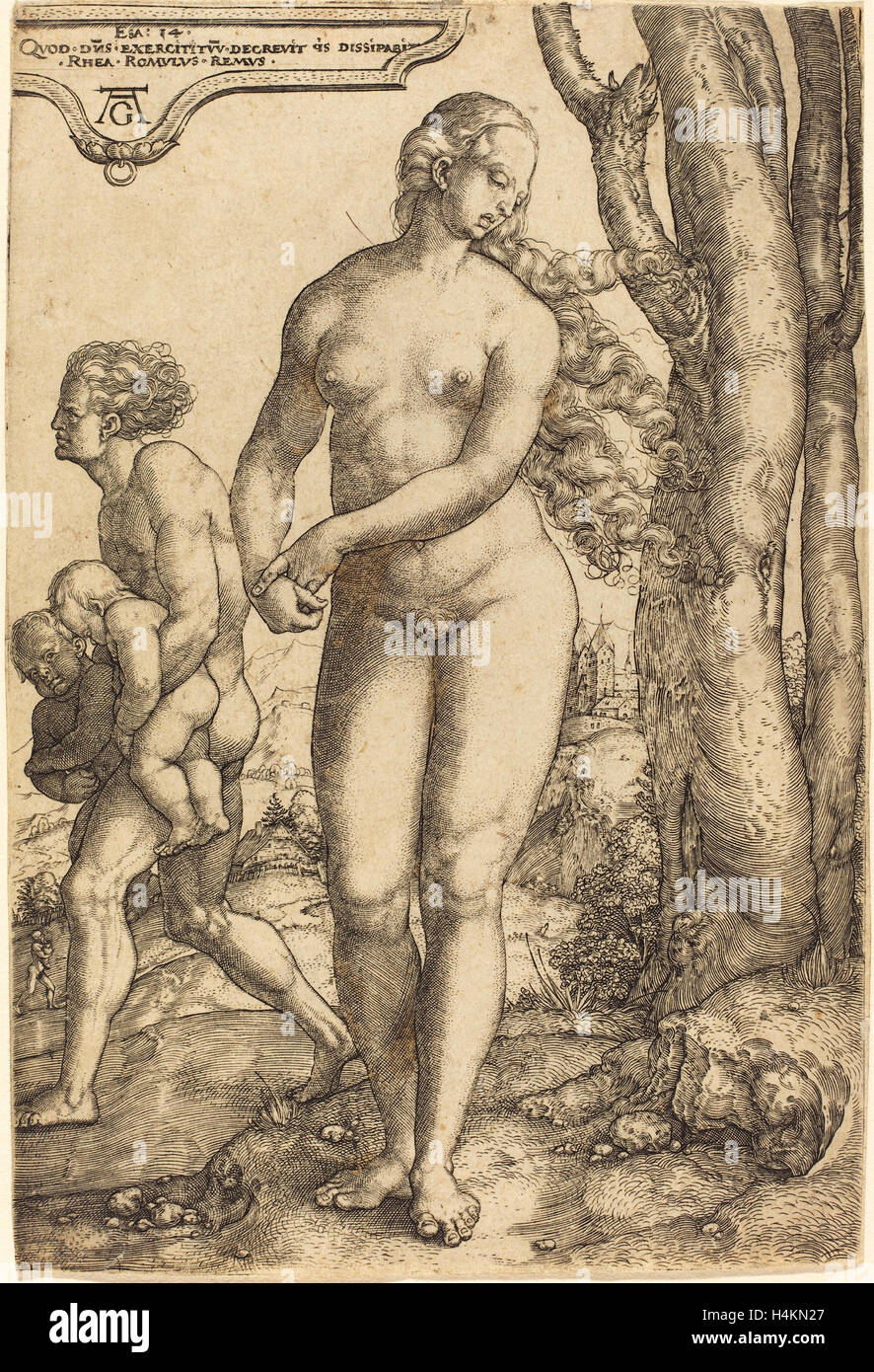 Heinrich Aldegrever (Deutsch, 1502 - 1555-1561), Rhea Silvia Stockfoto
