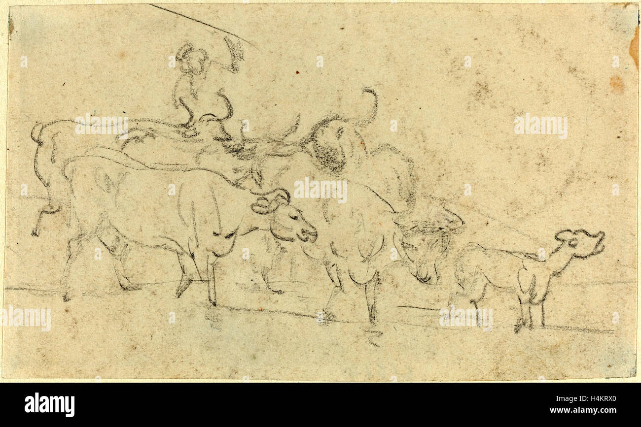 Thomas Rowlandson, Brite/Britin (1756-1827), Rinder, Graphit auf Papier Vélin Stockfoto