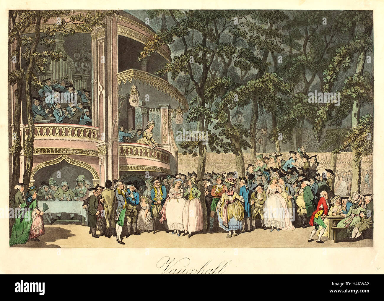 Thomas Rowlandson, Brite/Britin (1756-1827), Vauxhall Gärten, 1785, Radierung und Aquatinta Stockfoto