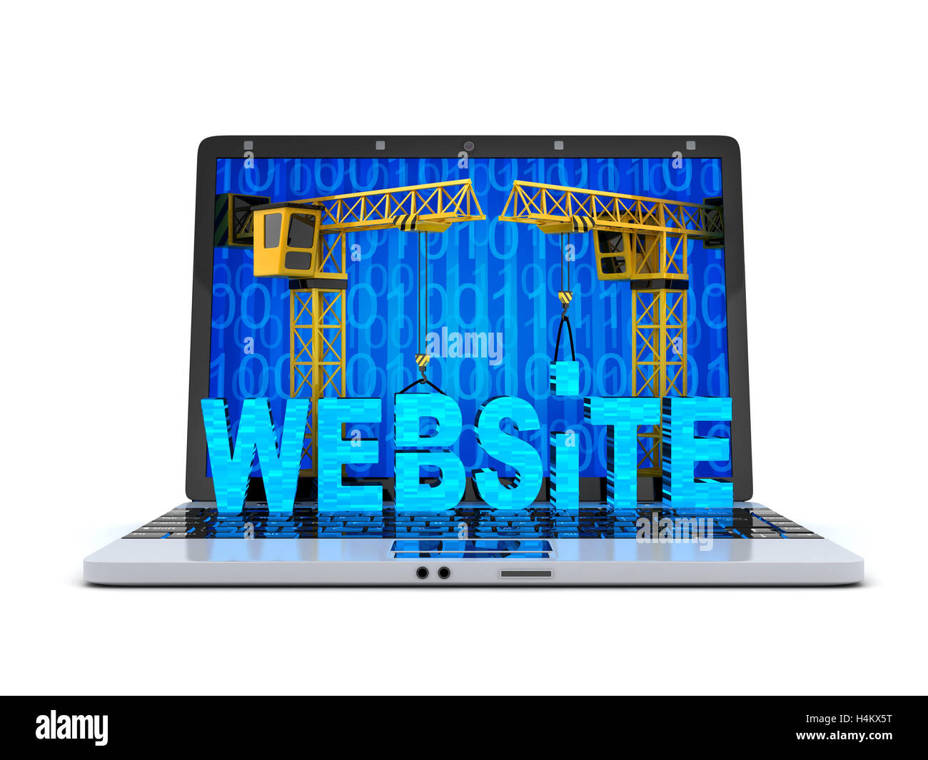 Abstrakte Website und Kran (durchgeführt in 3D-Rendering) Stockfoto