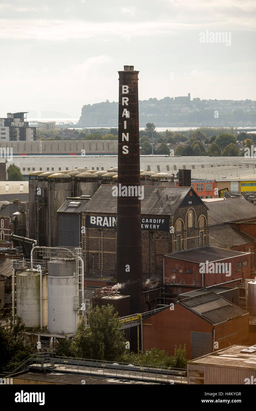 Gesamtansicht der Gehirne Brauerei in Cardiff, Südwales. Stockfoto