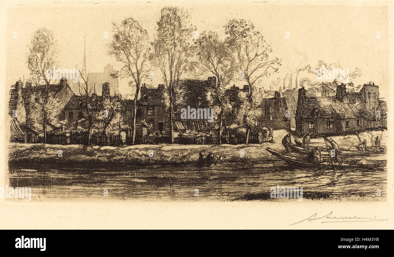 Auguste Lepère, Banken an der Somme bei Amiens (Bords De La Somme ein Amiens), Französisch, 1849-1918, 1907, Radierung und Aquatinta Stockfoto