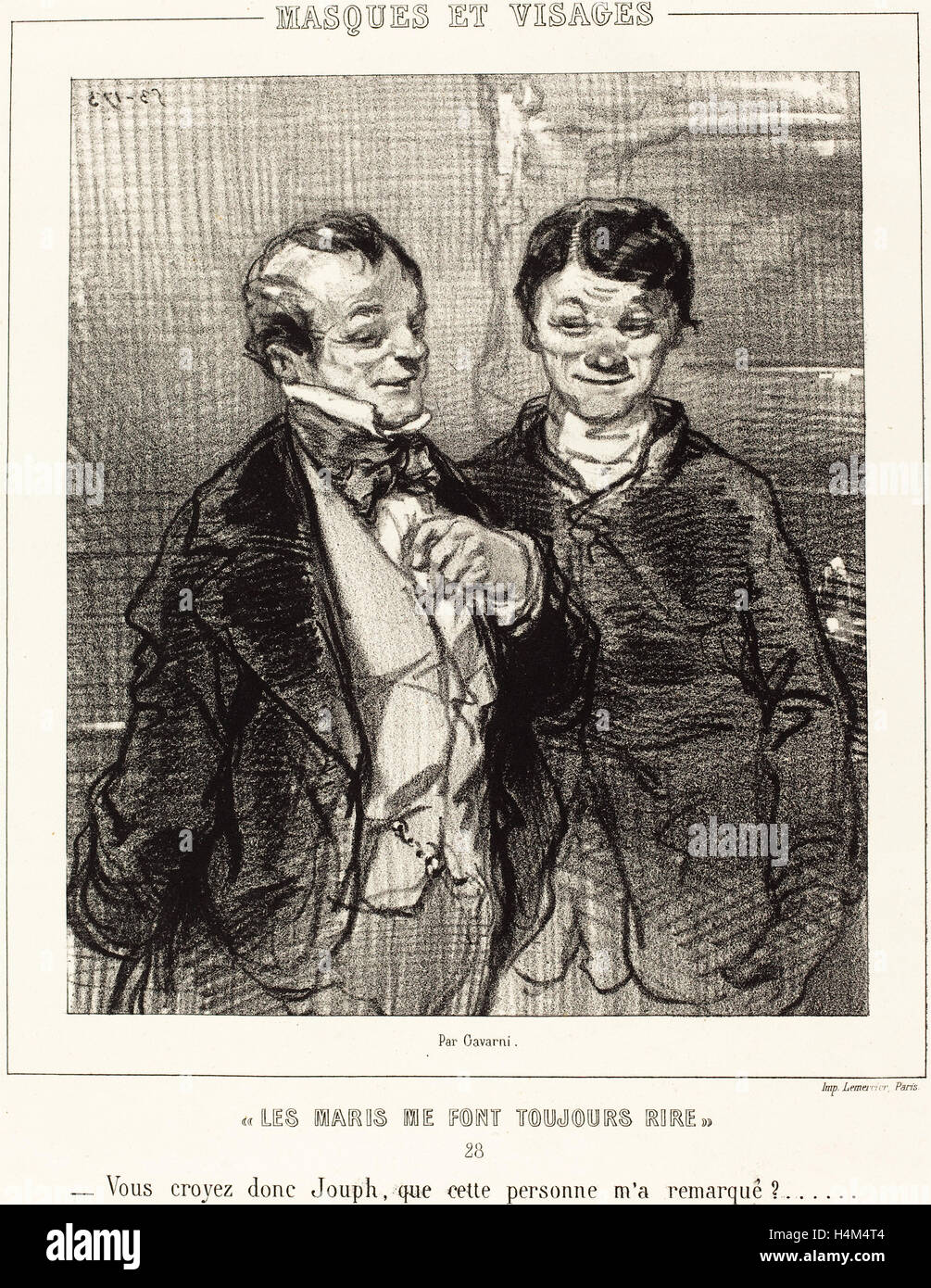 Paul Gavarni (Französisch, 1804-1866), "Les Maris mir Font Toujours Rire" (Ehemänner immer machen mich zum Lachen), 1852-1853, Lithographie Stockfoto