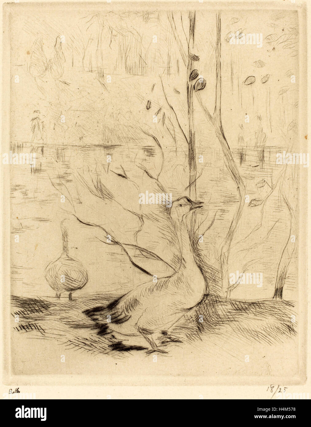 Berthe Morisot (Französisch, 1841-1895), gehen in die Boulougne Wood, 1888-1890, Kaltnadelradierung [Nachdruck von Ambroise Vollard] Stockfoto