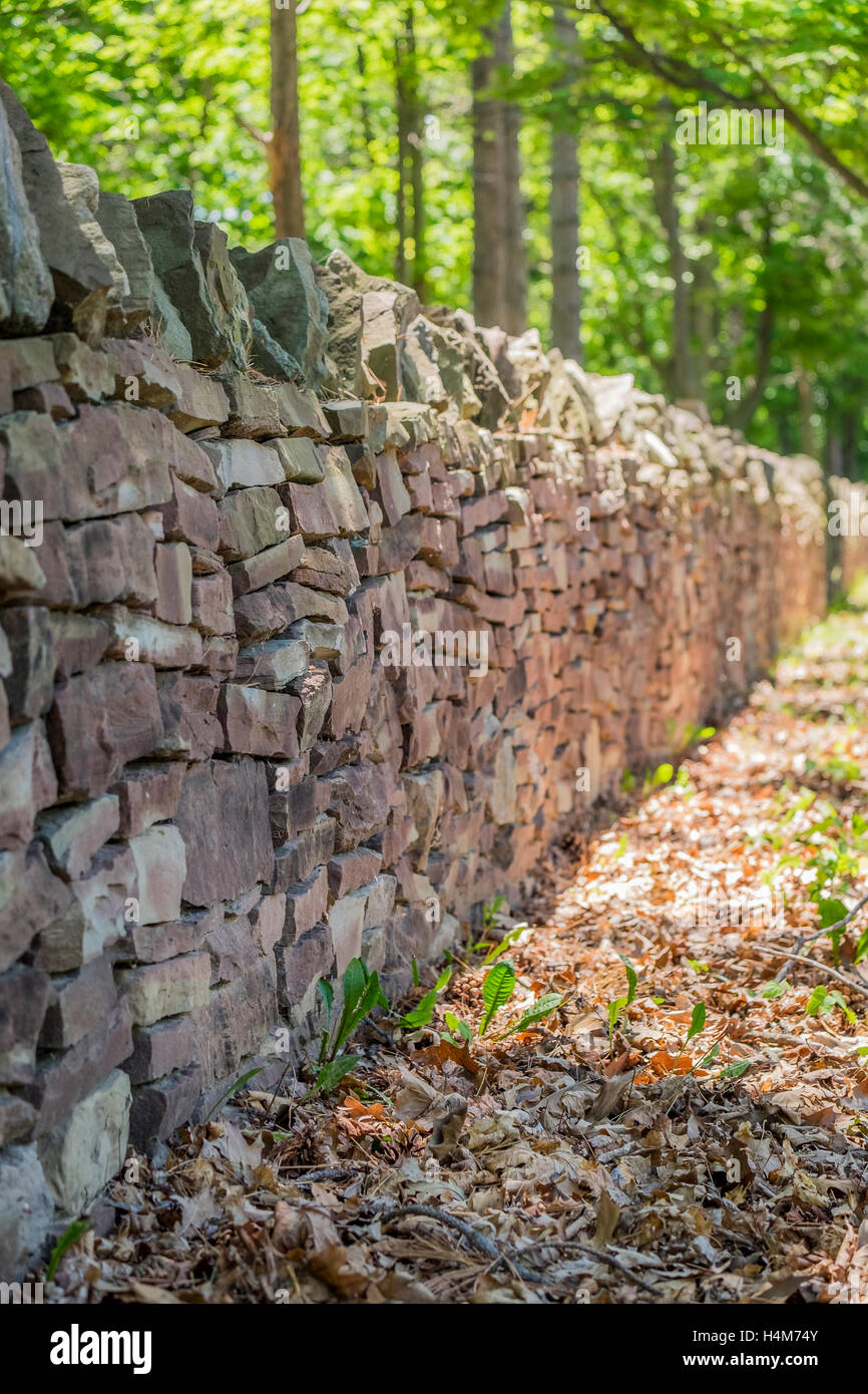 Auf der Suche nach unten eine entspannte Trockenmauer Niagara auf dem Lake Ontario Kanada. Stockfoto
