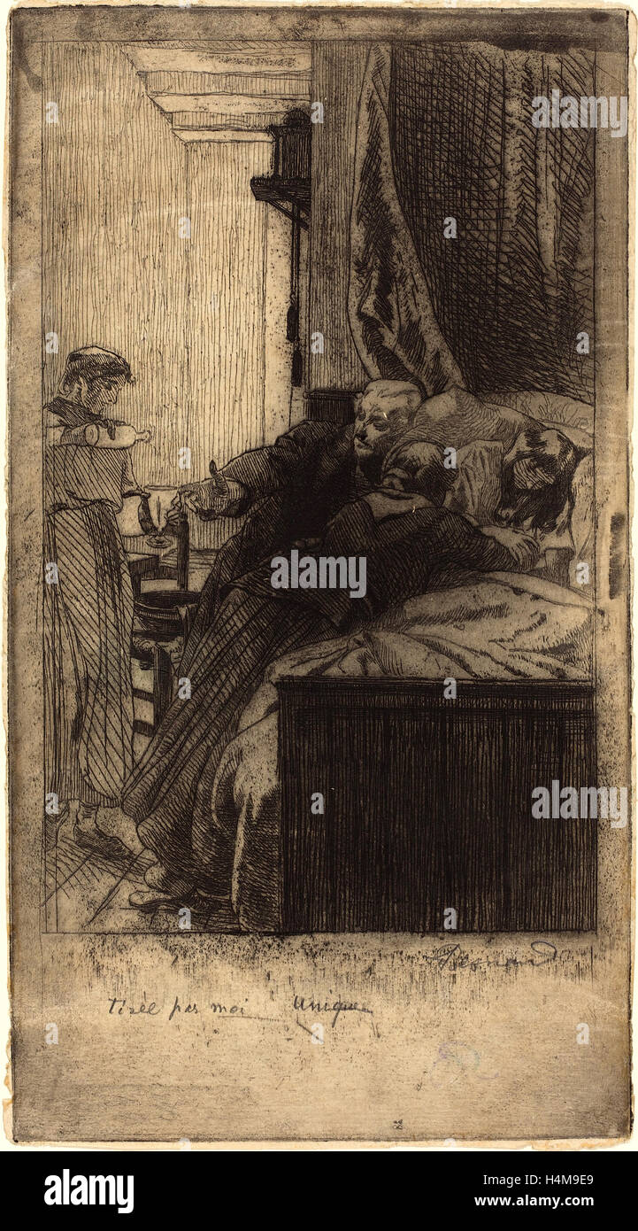 Albert Besnard, Französisch (1849-1934), Krankheit (La Maladie), 1884, Radierung und Aquatinta auf Bütten Stockfoto