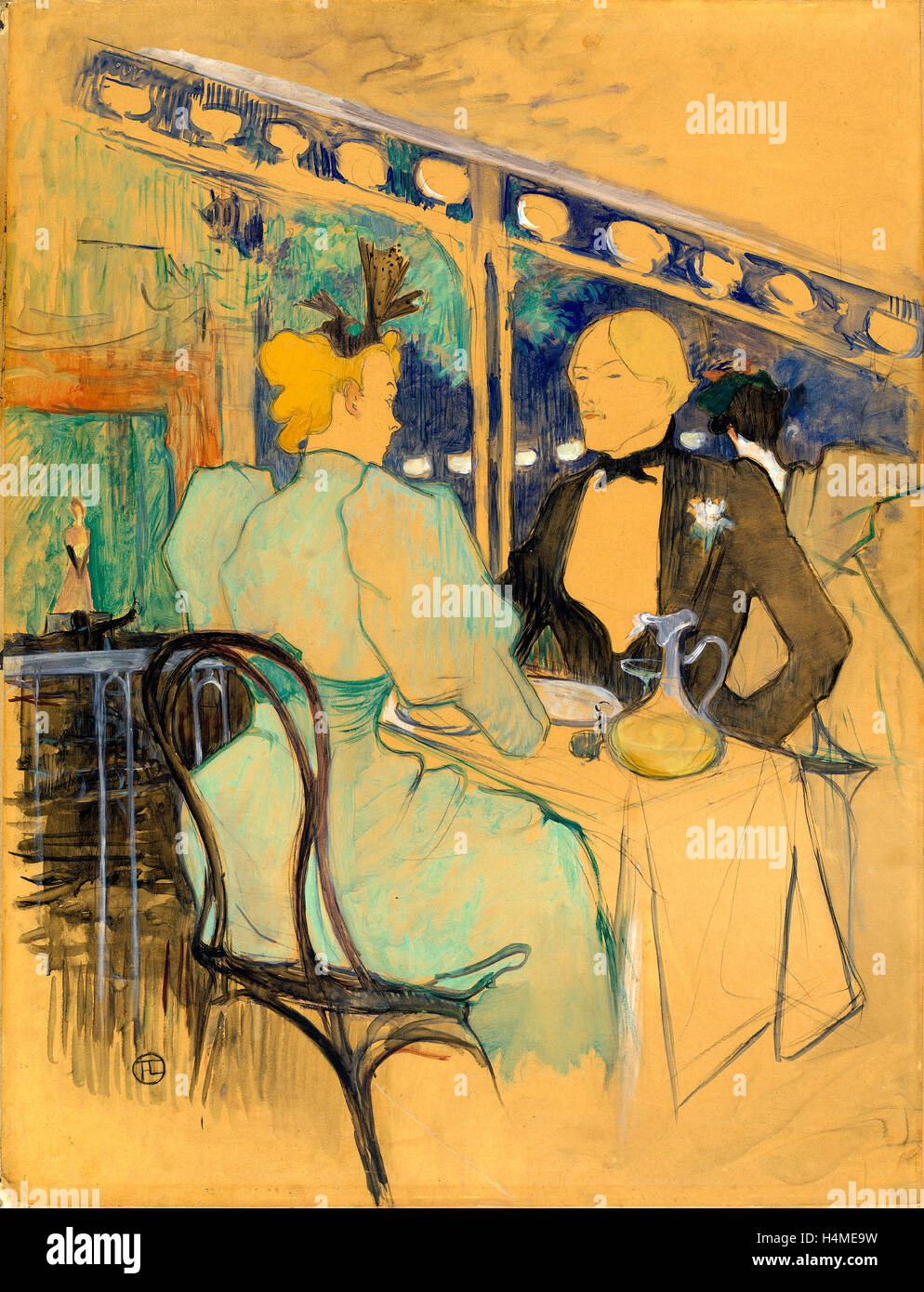 Henri de Toulouse-Lautrec (French, 1864-1901), modische Menschen bei Les Ambassadeurs (Aux Ambassadeurs: Chic Gens), 1893, Öl Stockfoto