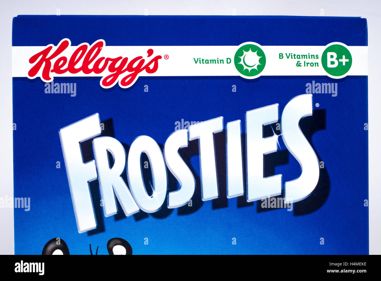 LONDON, UK - 13. Oktober 2016: Ein Rudel von Kelloggs Frosties Getreide über einem einfarbigen Hintergrund, am 13. Oktober 2016. Stockfoto