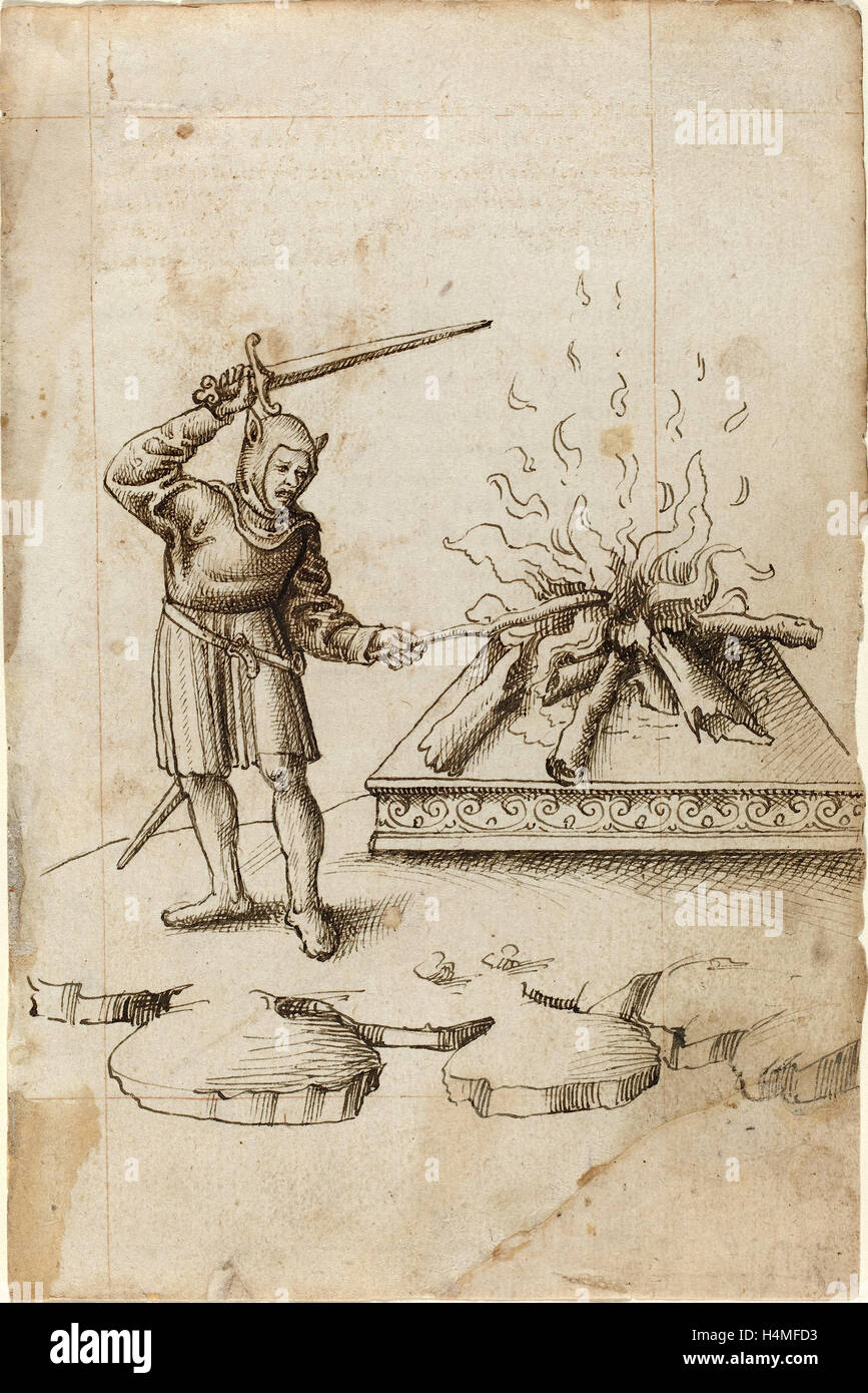 Französische früh 16. Jahrhundert, "nicht das Feuer mit einem Schwert zu stoßen", c. 1512-1515, Stift und graue Tinte auf Bütten Stockfoto
