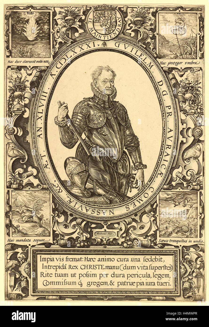 Hendrik Goltzius, William, Prinz von Nassau-Oranien, Niederländisch, 1558-1617, 1581, Gravur Stockfoto
