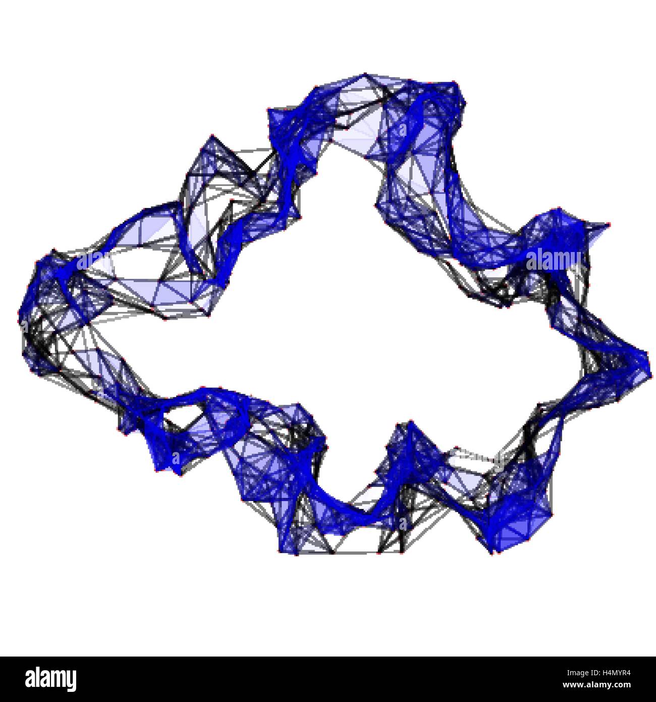 Abstrakte molekulare Gitter Netzwerk. Abstrakte polygonale Form. Isoliert auf weißem Hintergrund. Bunten Vektorgrafik. Stock Vektor