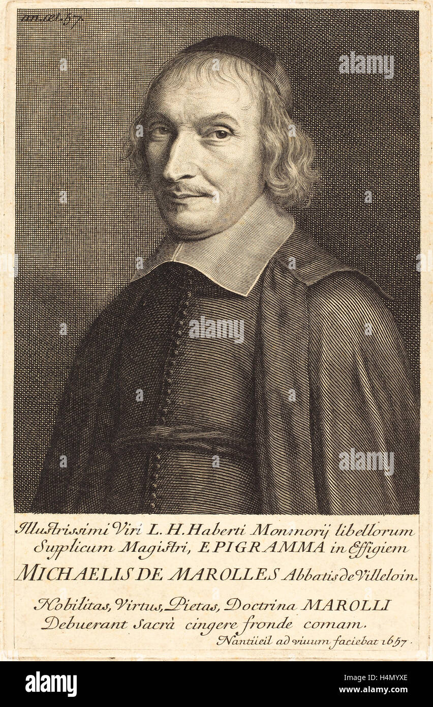 Robert Nanteuil (Französisch, 1623-1678), L'Abbe Michel de Marolles, 1657, Gravur Stockfoto