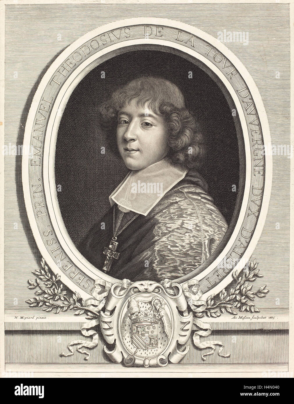 Antoine Masson nach Nicolas Mignard (Französisch, 1636-1700), Kardinal de Bouillon, 1665, Ätzen und Gravur Stockfoto