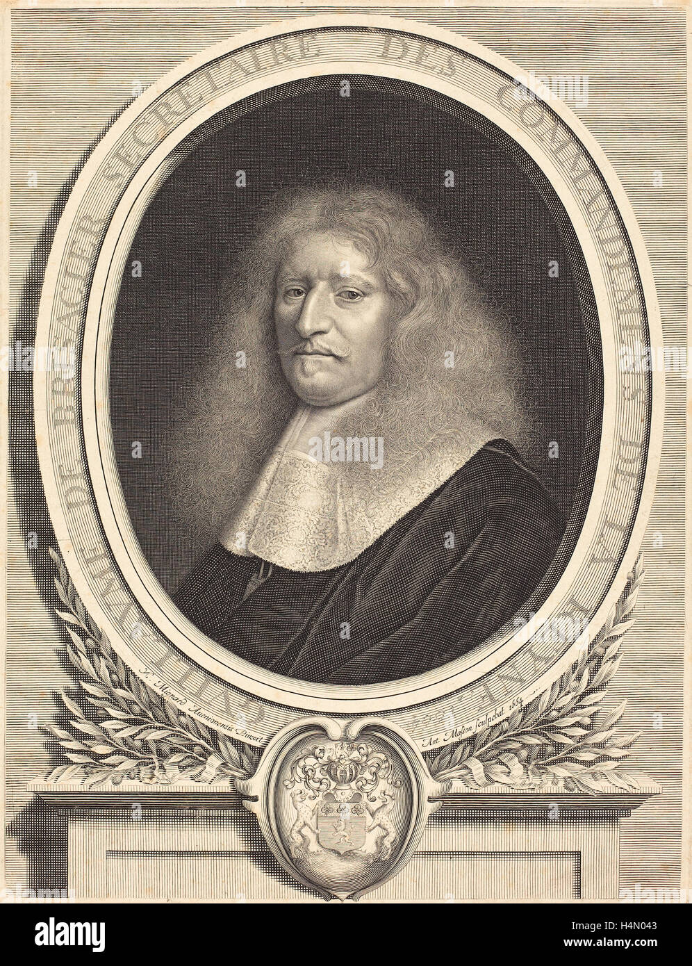 Antoine Masson nach Nicolas Mignard (Französisch, 1636-1700), Guillaume de Brisacier, 1664, Ätzen und Gravur Stockfoto