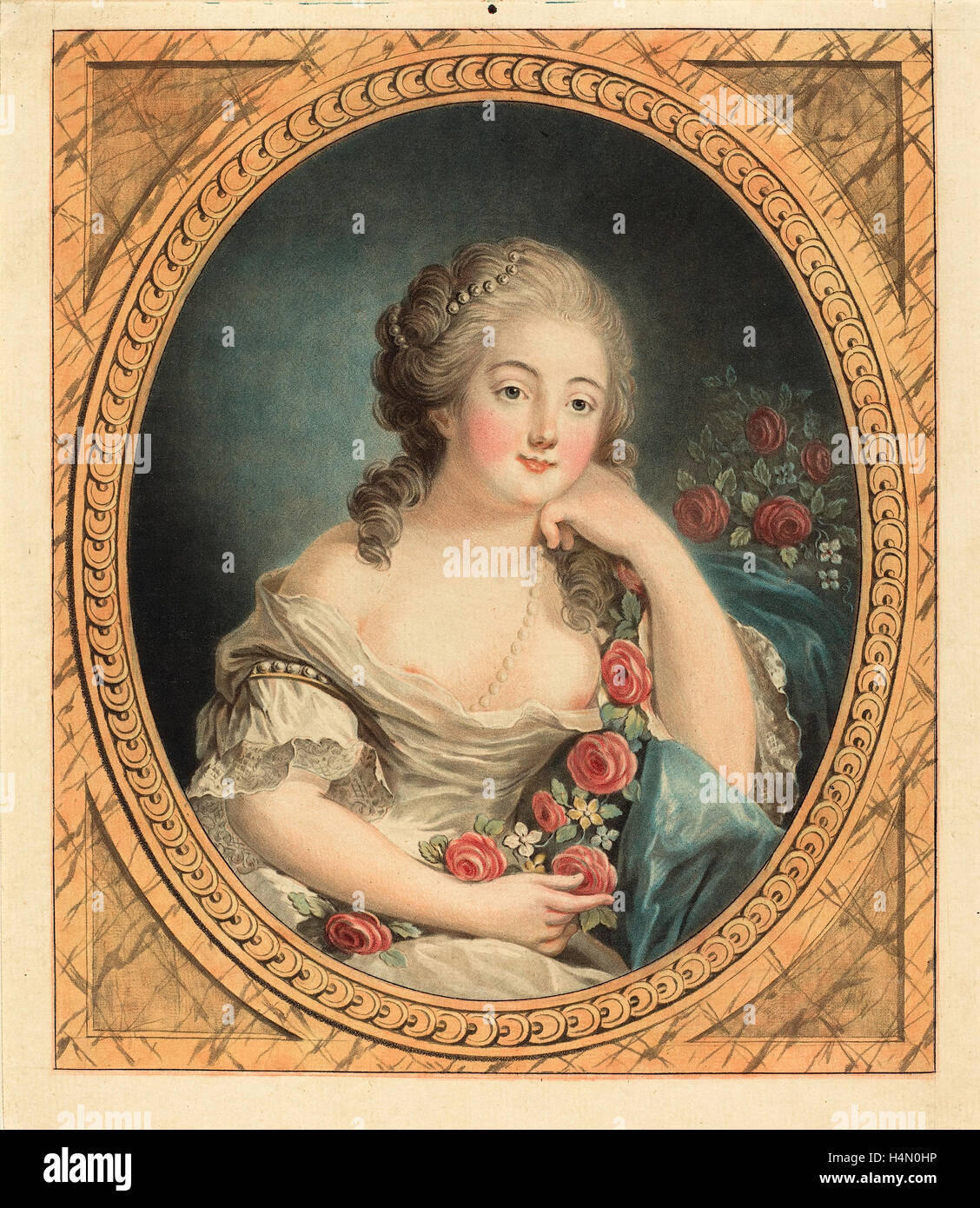 Jean-Francois Janinet (Französisch, 1752-1814), L'agreable Neglige, Farbe 1779, Aquatinta Stockfoto