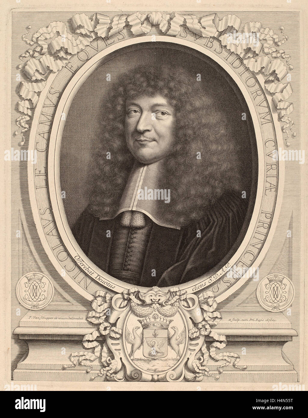 Peter Ludwig van Schuppen nach Pieter van Mol (Flämisch, 1627-1702), Nicolas Le Camus, 1678, Gravur Stockfoto