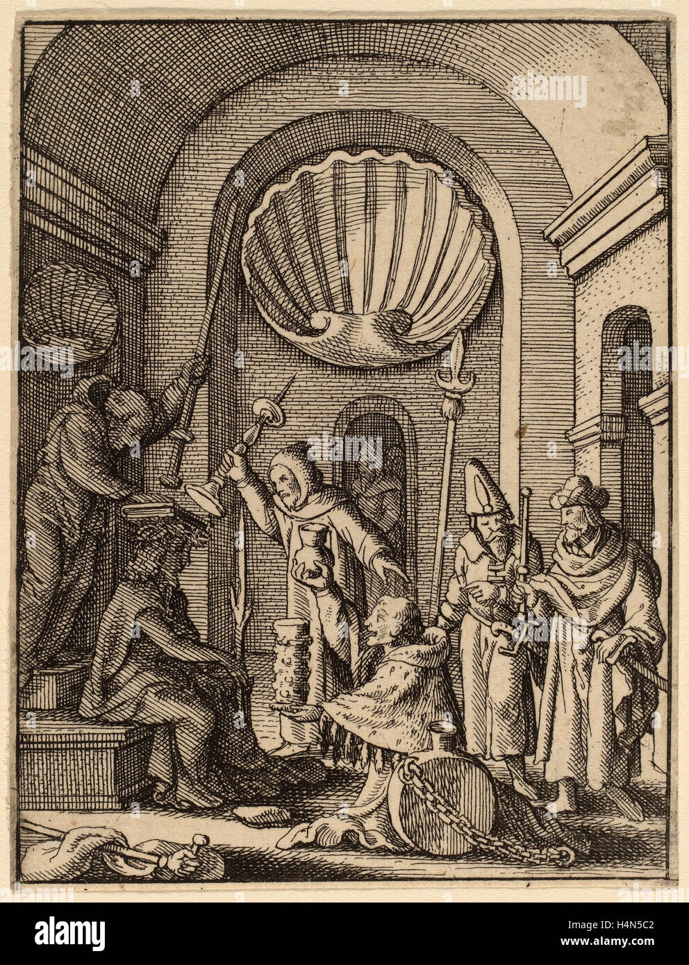 Wenzel Hollar (Böhmisch, 1607-1677), The Mocking, Radierung Stockfoto