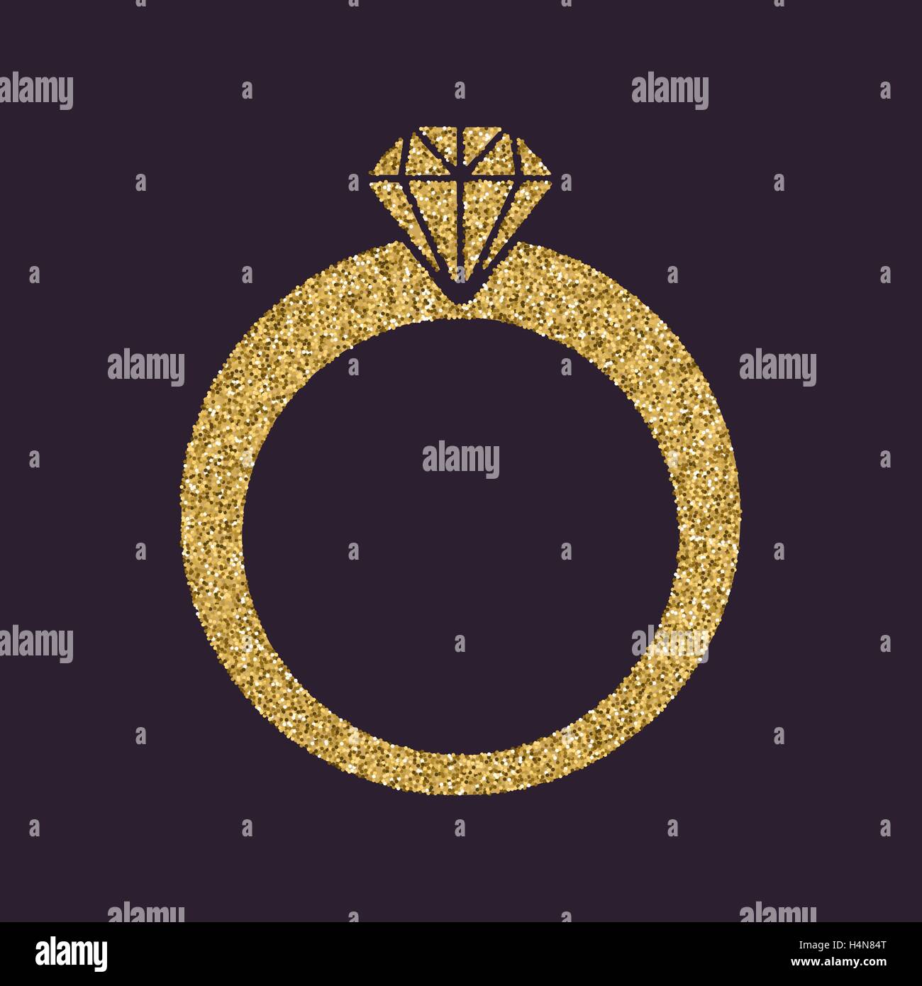 Der Ring-Symbol. Diamanten und Schmuck, Hochzeit Symbol. Gold funkeln und glitzern Stock Vektor