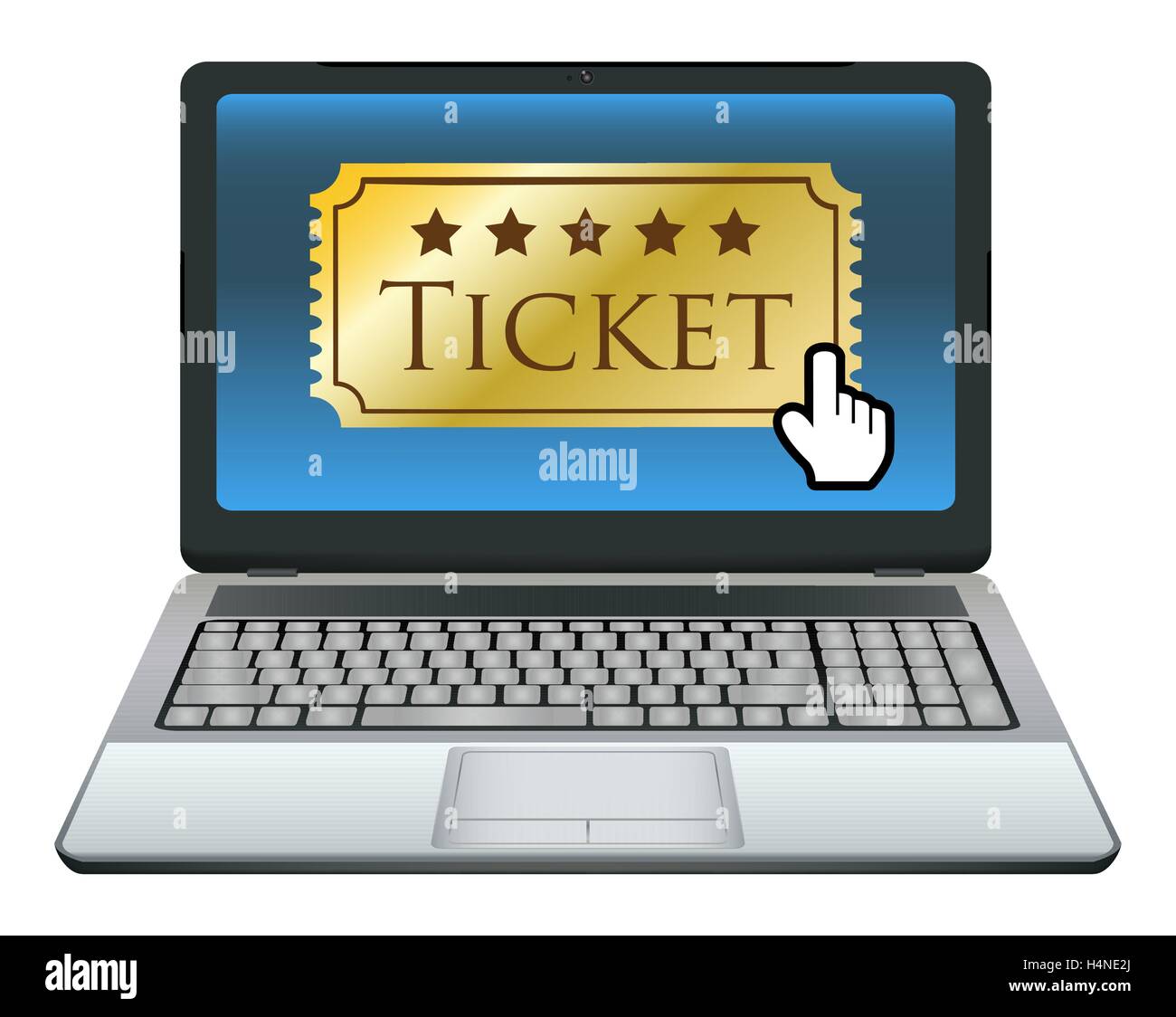 Laptop mit Ticket auf dem Bildschirm Stock Vektor
