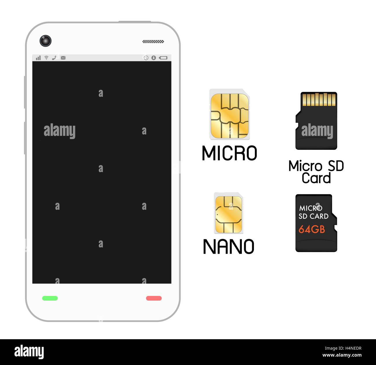 Smartphone mit SIM-Karte und micro SD-Karte Stock Vektor