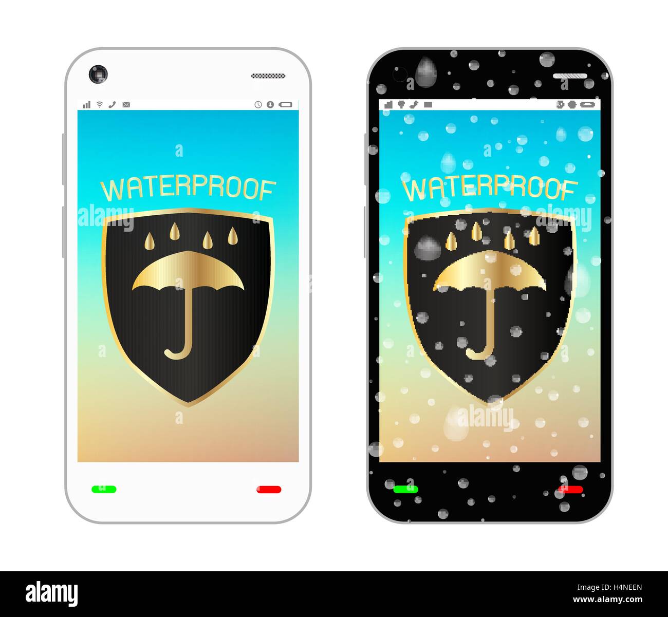 Smartphone mit wasserdichten Logo auf dem Bildschirm Stock Vektor