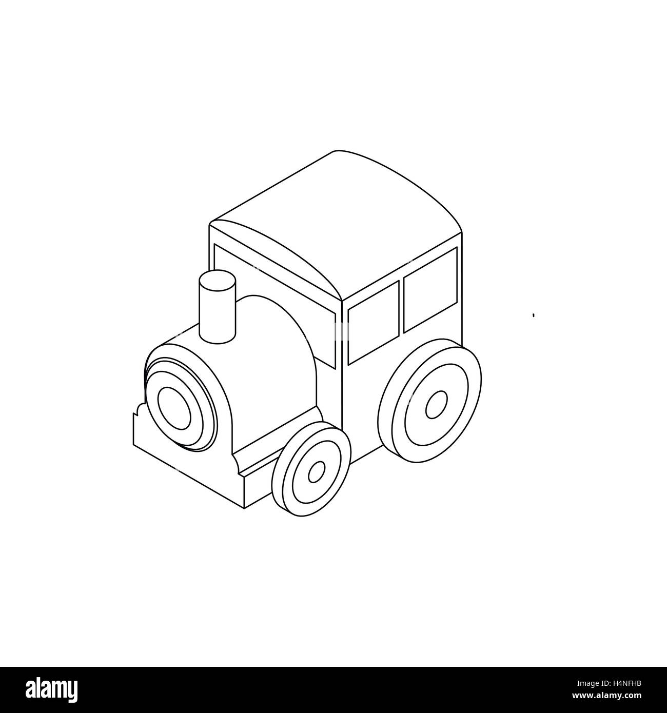 Spielzeug-Lokomotive-Symbol, isometrischen 3d Stil Stock Vektor