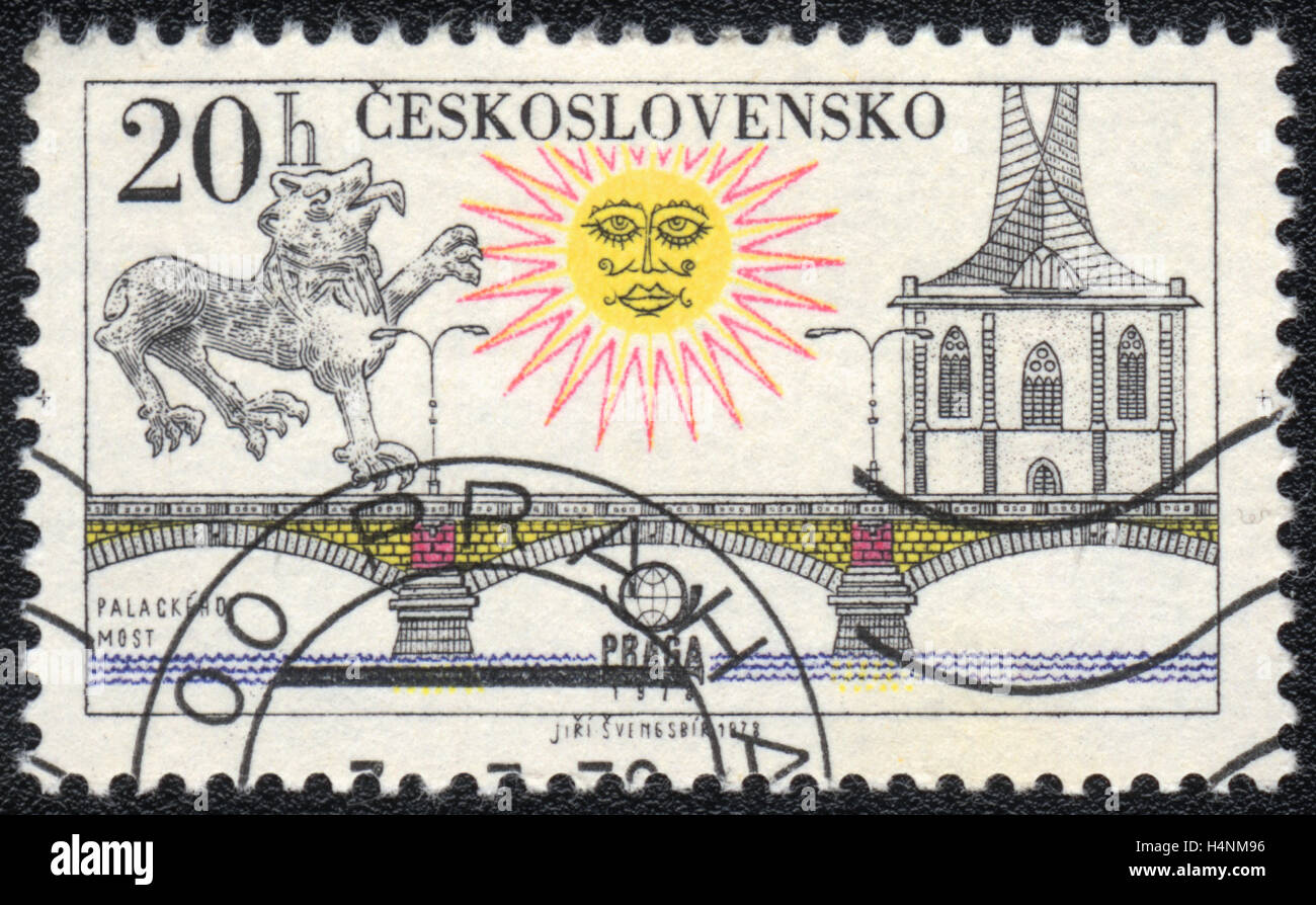 Eine Briefmarke gedruckt in der Tschechoslowakei, zeigt Schlossbrücke, 1978 Stockfoto