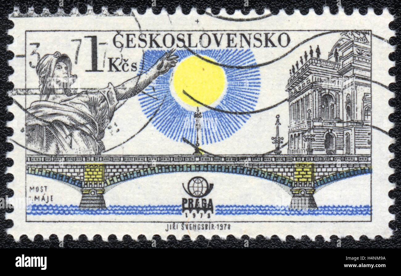 Eine Briefmarke gedruckt in der Tschechoslowakei, zeigt Brücke 1 Mai, 1978 Stockfoto