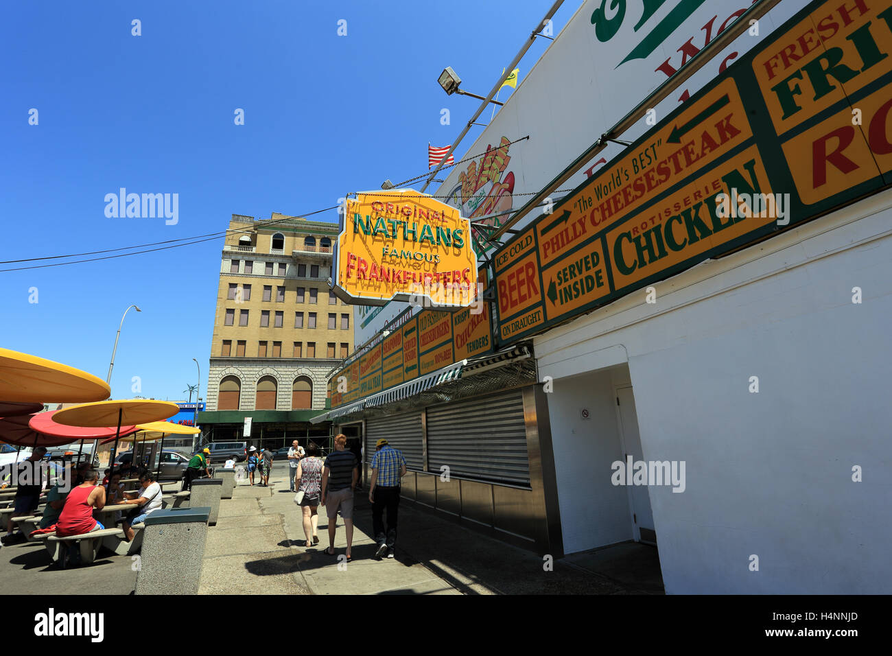 Ursprünglichen Nathan berühmte Restaurant Coney Island Brooklyn New York City Stockfoto