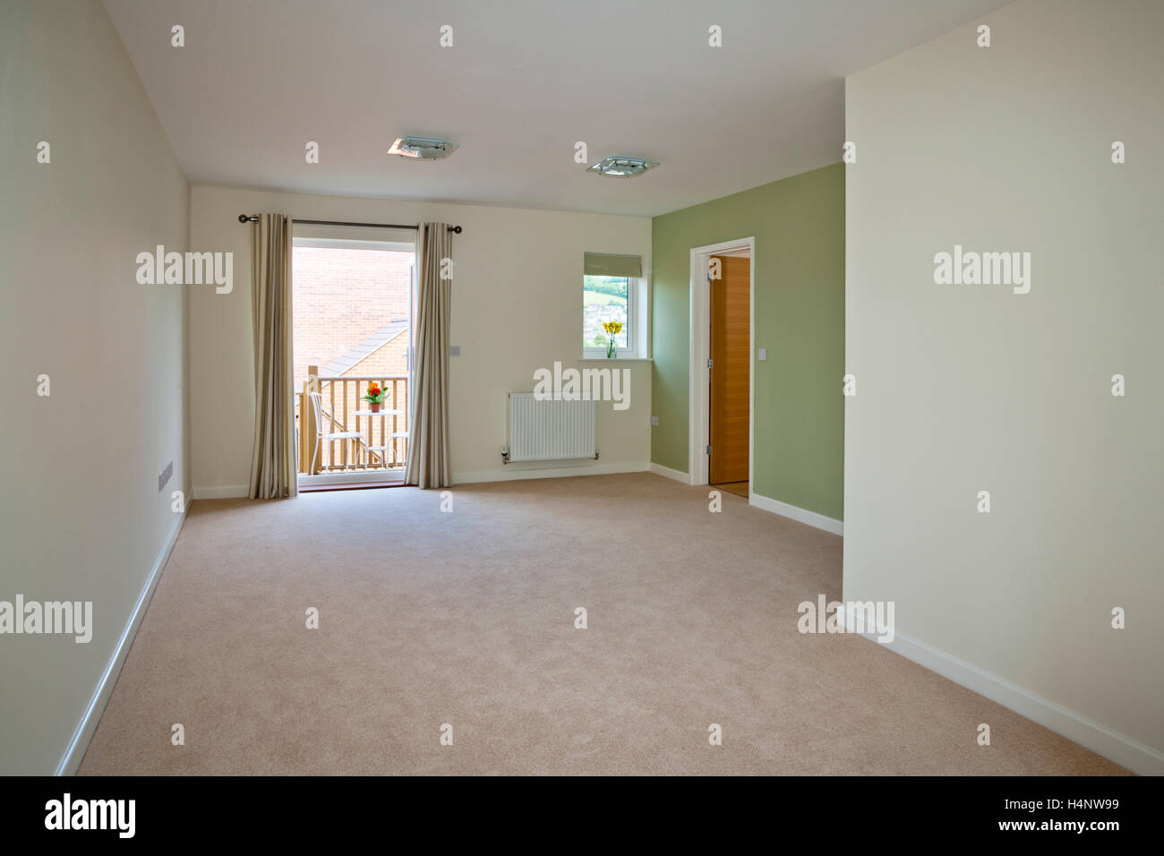 UK-Bauträger zeigen home interior, Wohnzimmer. Stockfoto