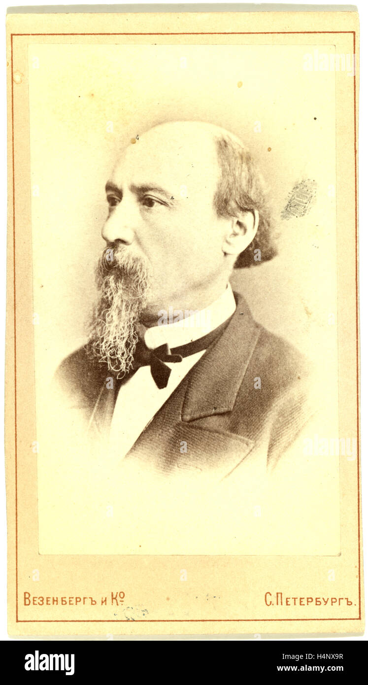 Nikolai Alexejewitsch Nekrassow, Kopf und Schultern Porträt, nach links, c. 19. Jahrhundert. Russland Stockfoto
