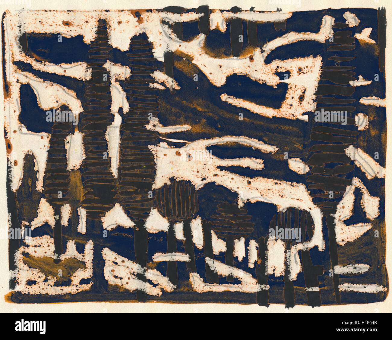 Tania Lam, expressionistische Landschaft mit Bäumen und blauen Himmel. Ihre zeitgenössische Kunst neigt zur Abstraktion. Stockfoto