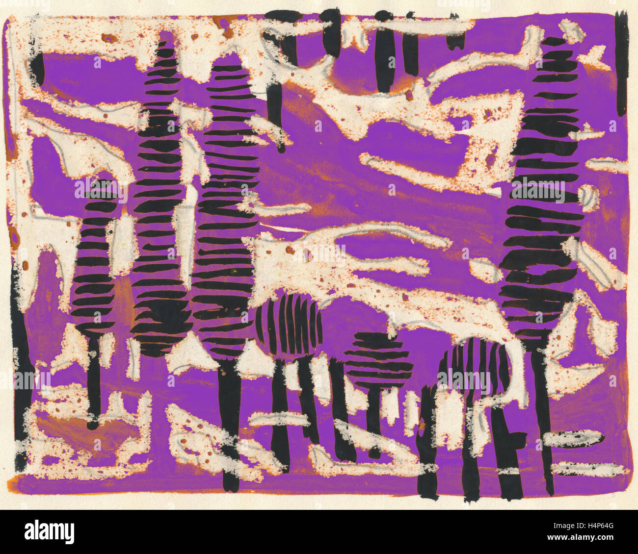 Tania Lam, expressionistische Landschaft mit Bäumen und lila Himmel. Ihre zeitgenössische Kunst neigt zur Abstraktion. Stockfoto